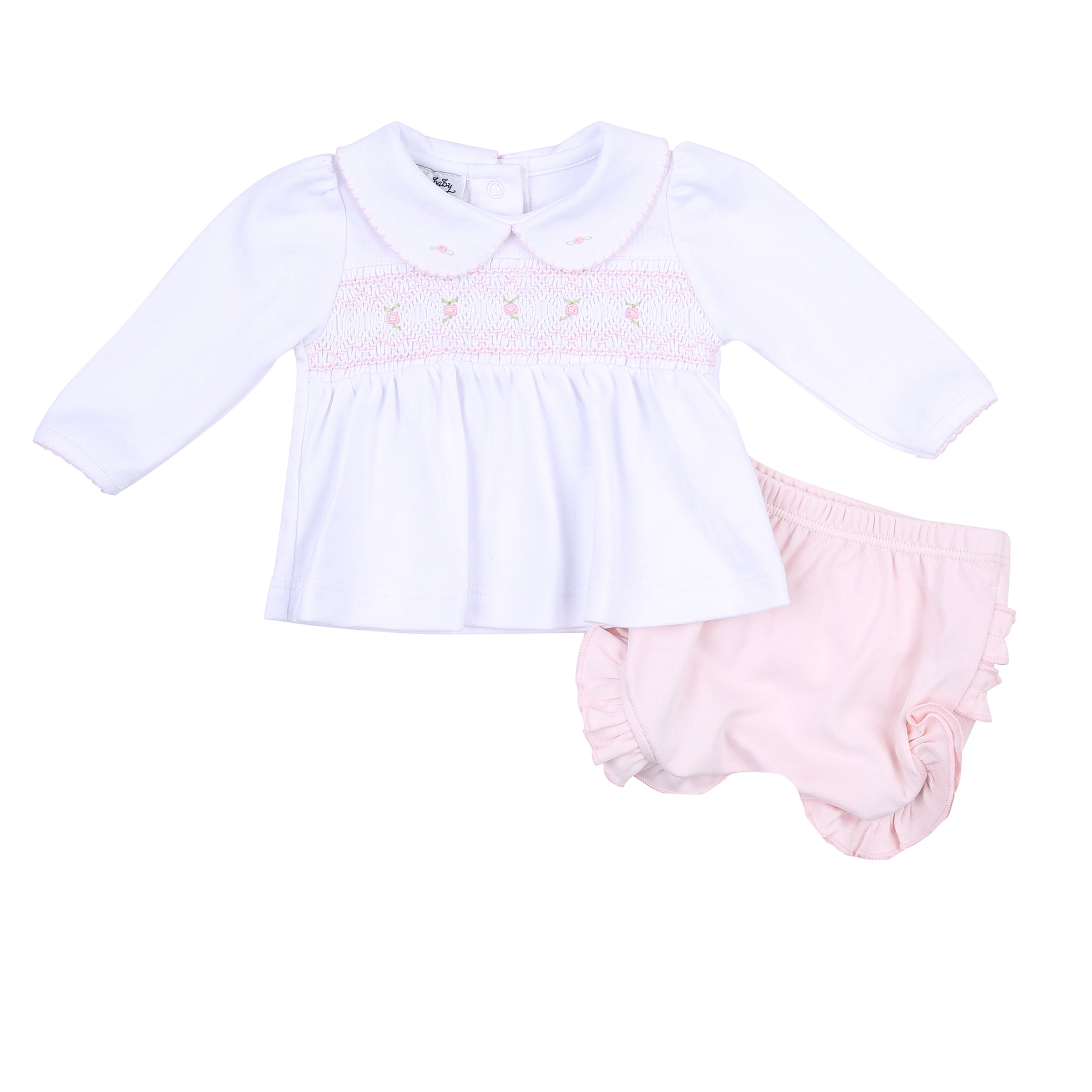 Fiona & Phillip Smocked Diaper Cover Set - Pink