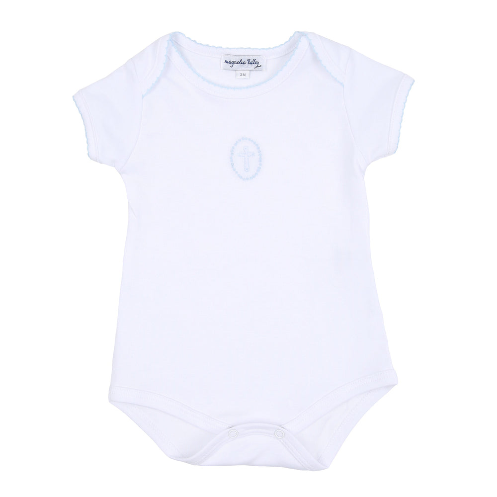 Magnolia Baby Blue Blessed Embroidered Bodysuit