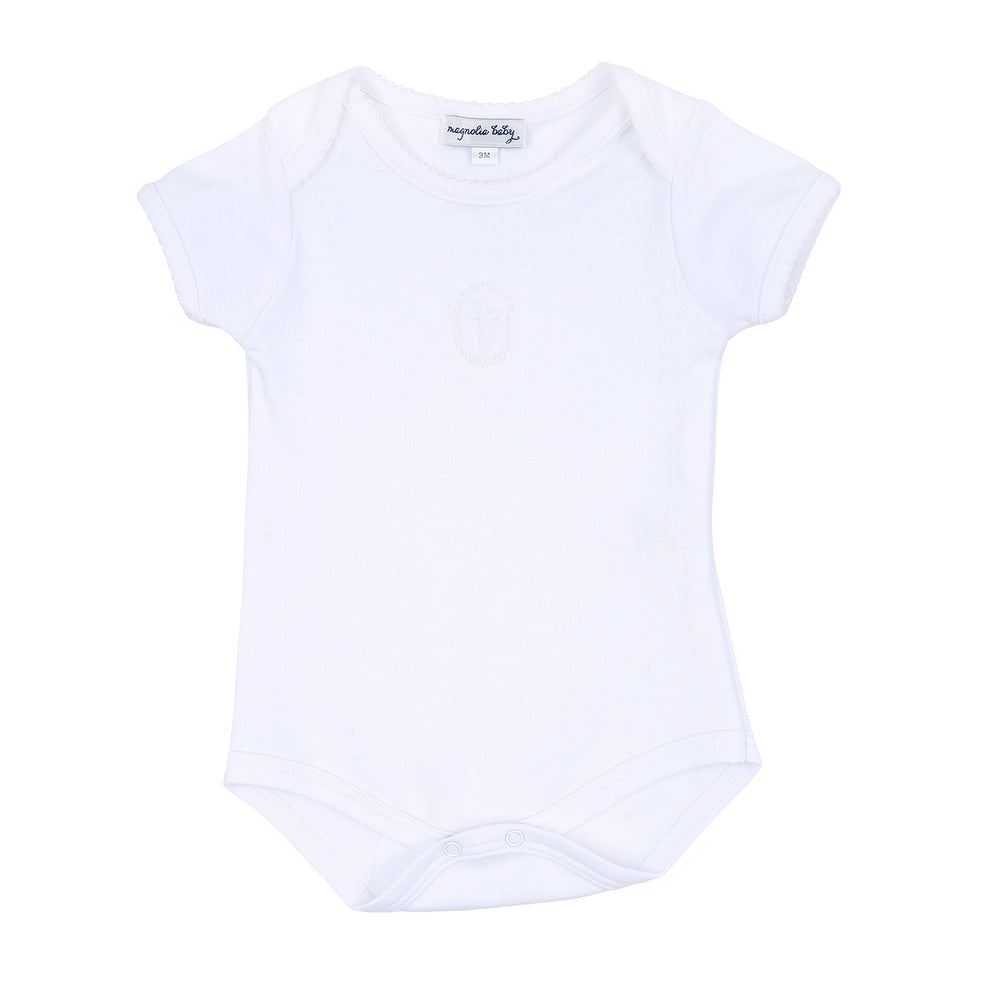 Magnolia Baby White Blessed Embroidered Bodysuit