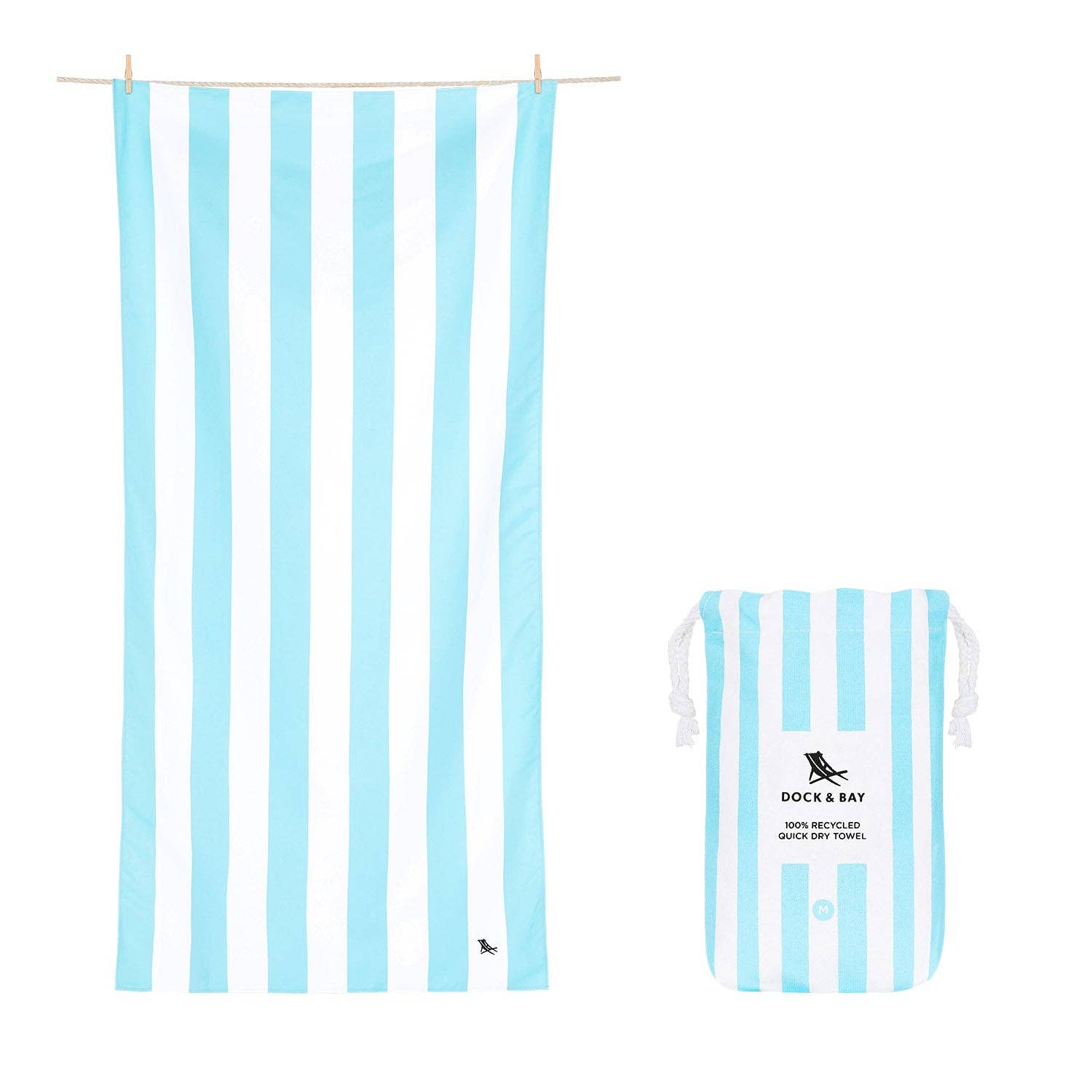 Kid Size Beach Towel - Tulum Blue Stripe - UPF 50+