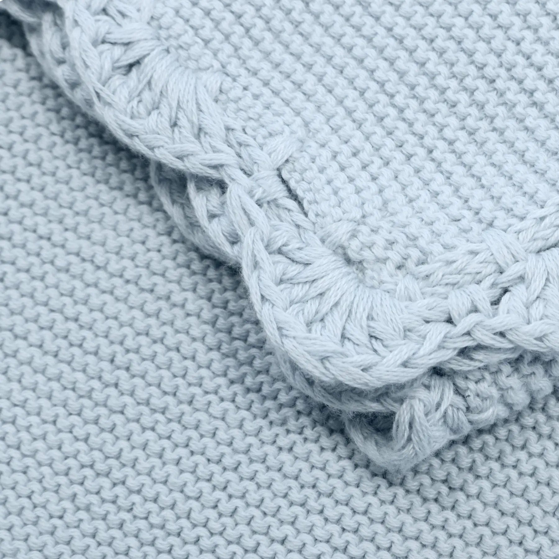 Organic Cotton Scallop Edge Knit Blanket - Blue