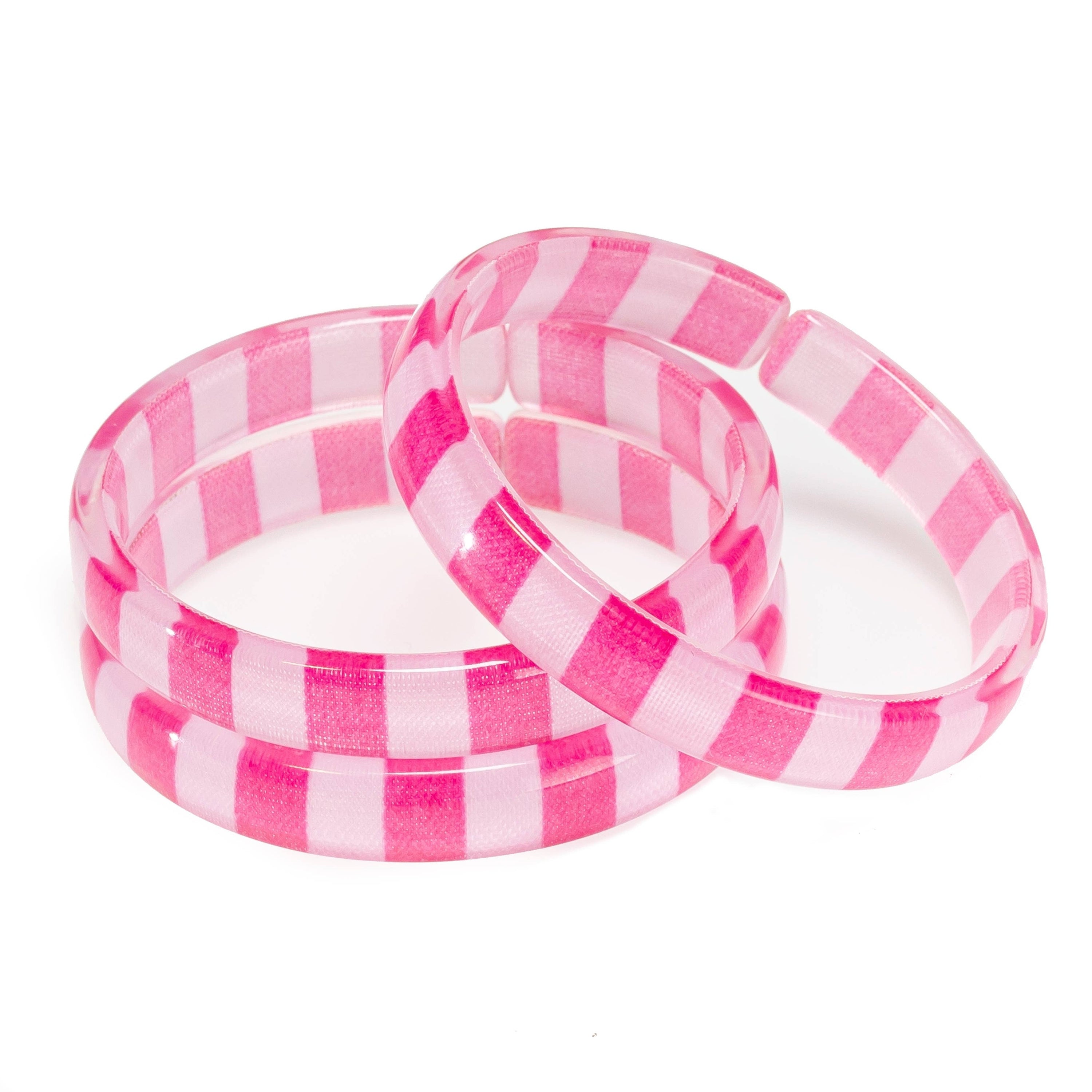 Pink Stripes Print Bangle Set