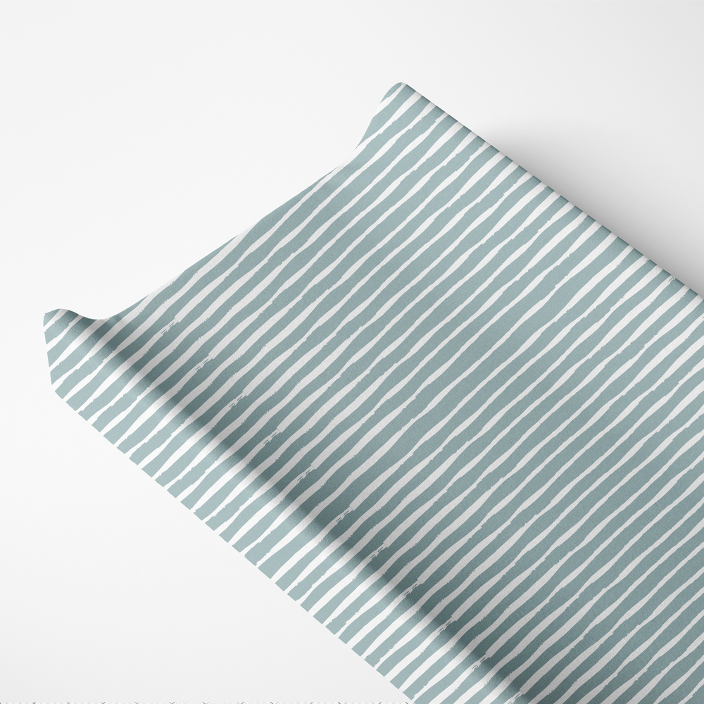 Blue Stripes Organic Changing Pad Cover