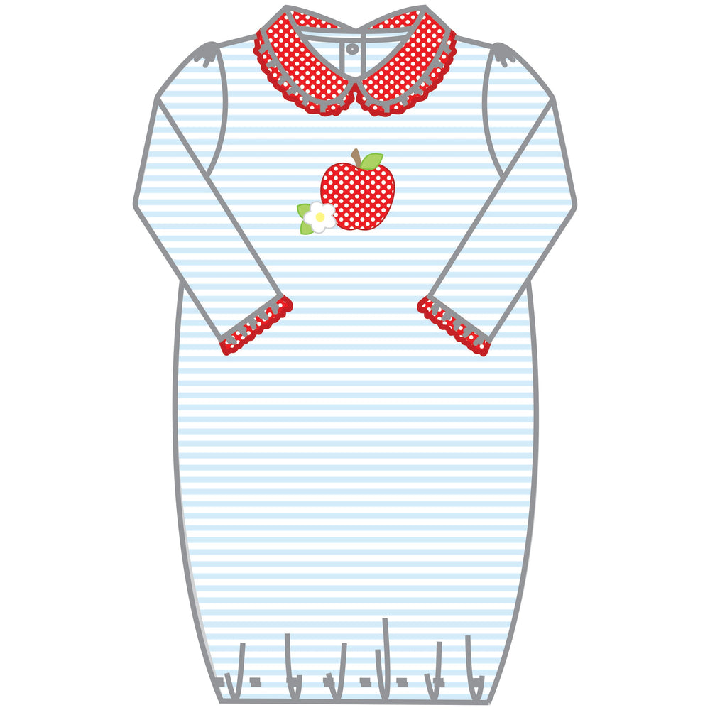 Magnolia Baby Red Apple Applique Collared Gown