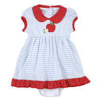 Magnolia Baby Red Apple Applique Collared Short Sleeve Dress Set