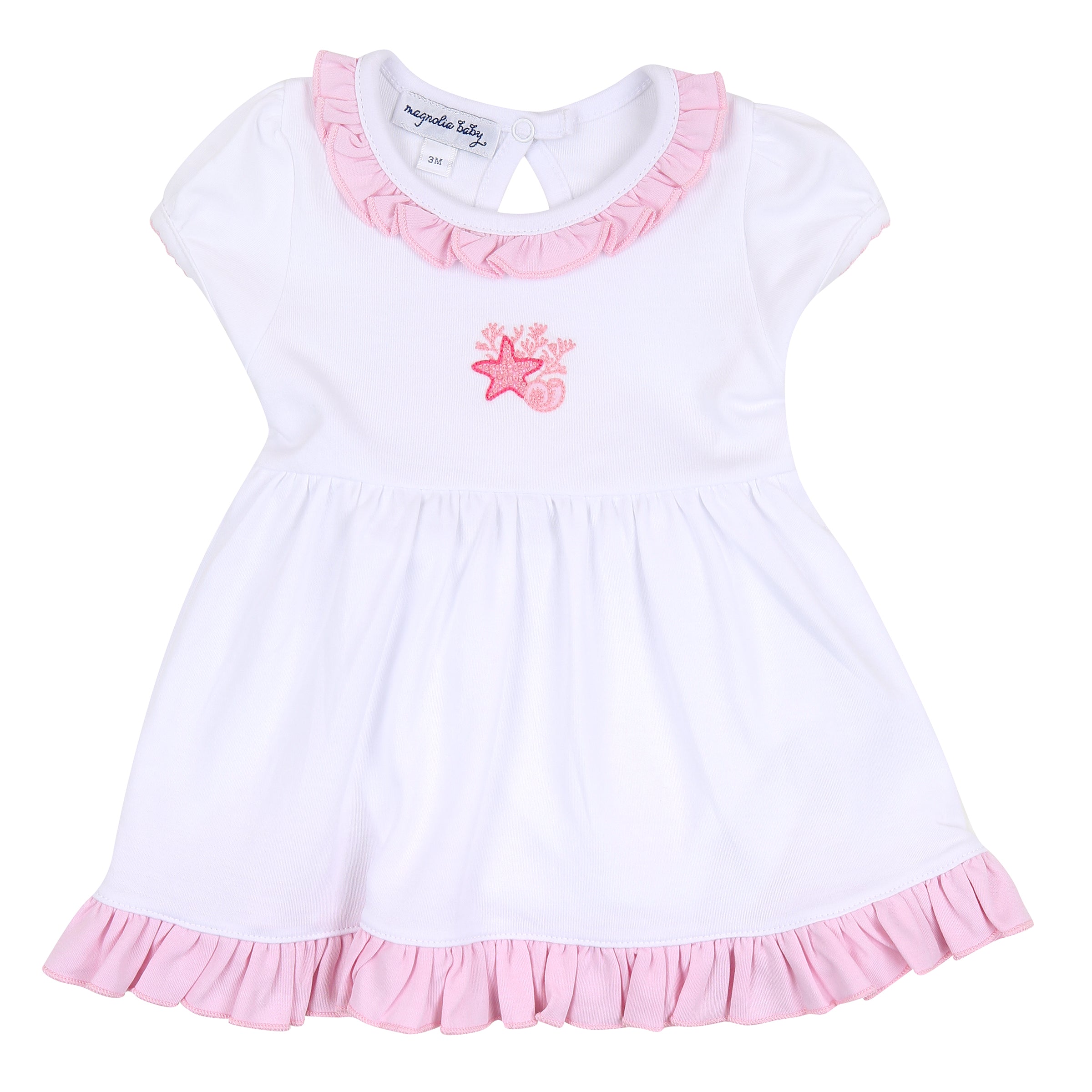 Magnolia Baby Pink Seashorse Treasure Embroidered Short Sleeve Dress Set