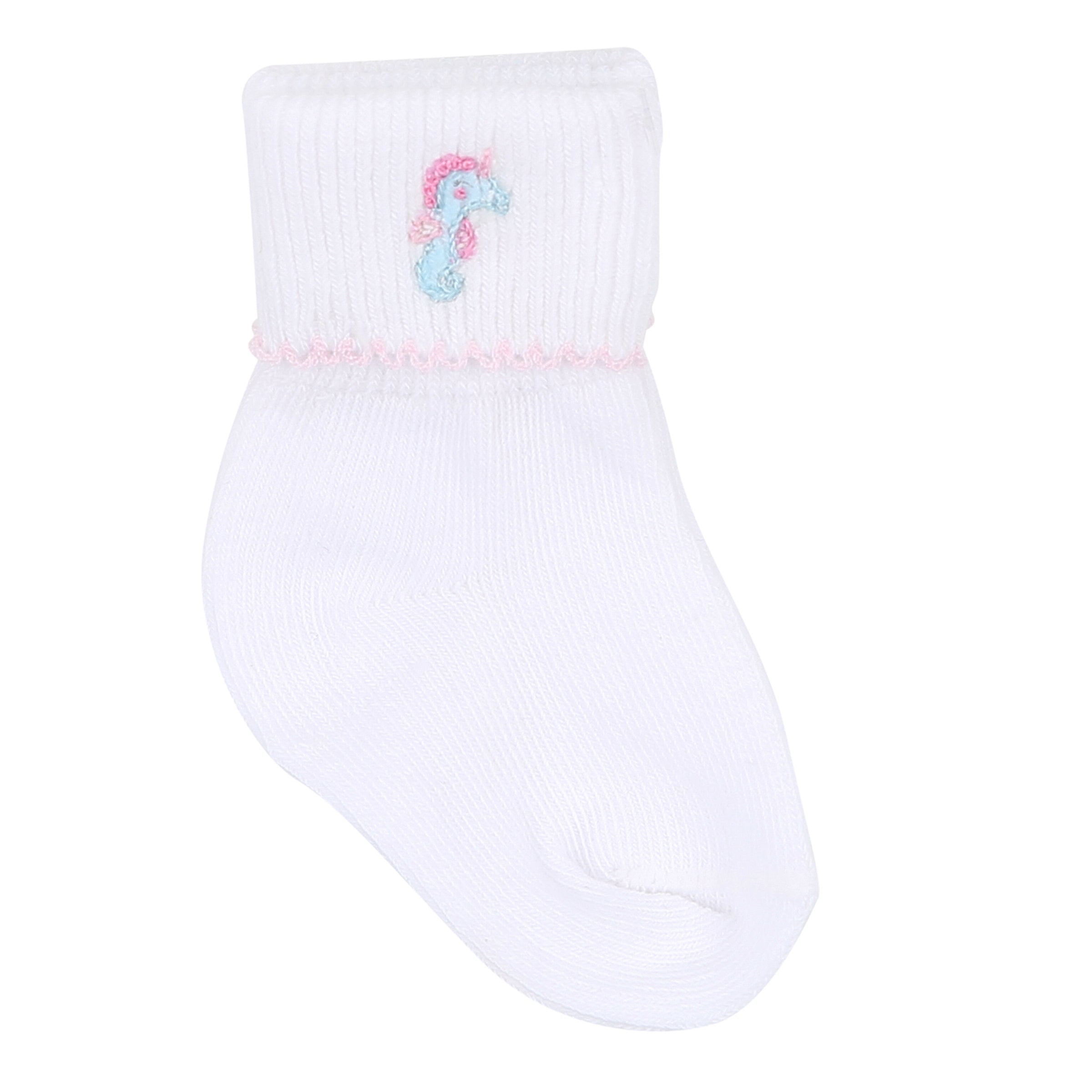 Ocean Bliss Embroidered Socks - Pink