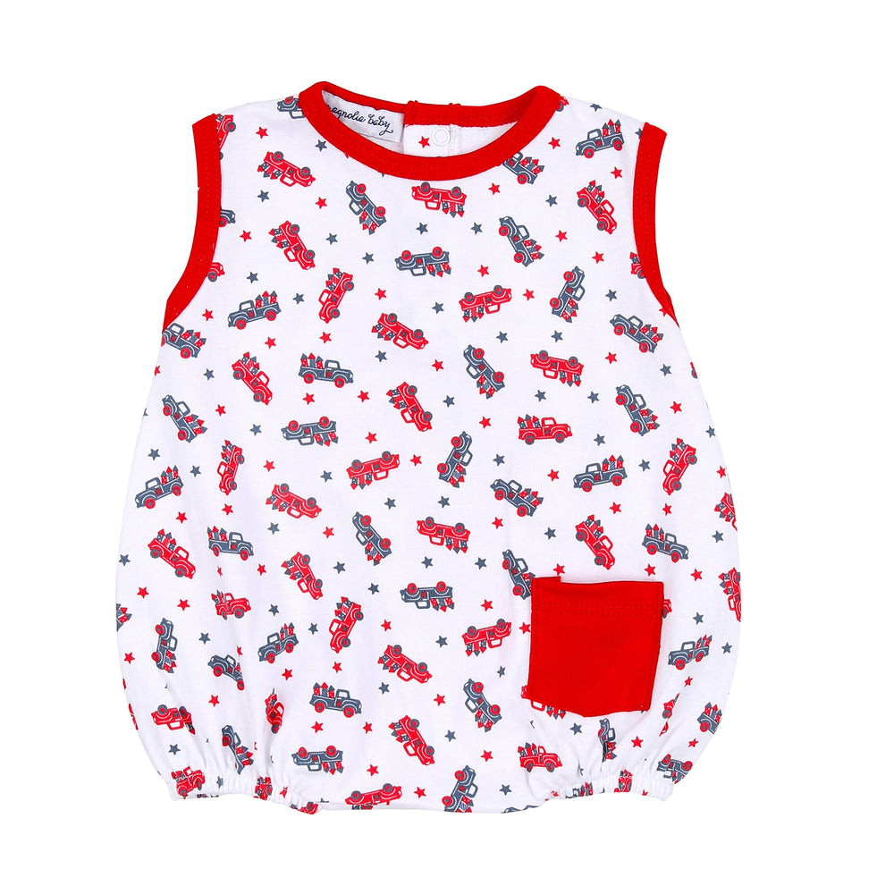 Magnolia Baby Red Stars and Stripes Forever Printed Sleeveless Bubble