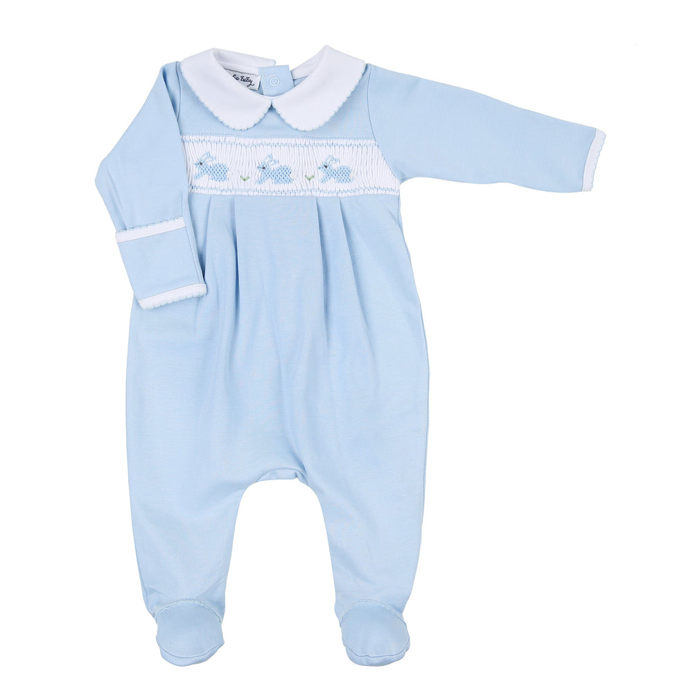 Pastel Bunny Classics Smocked Collared Footie - Blue