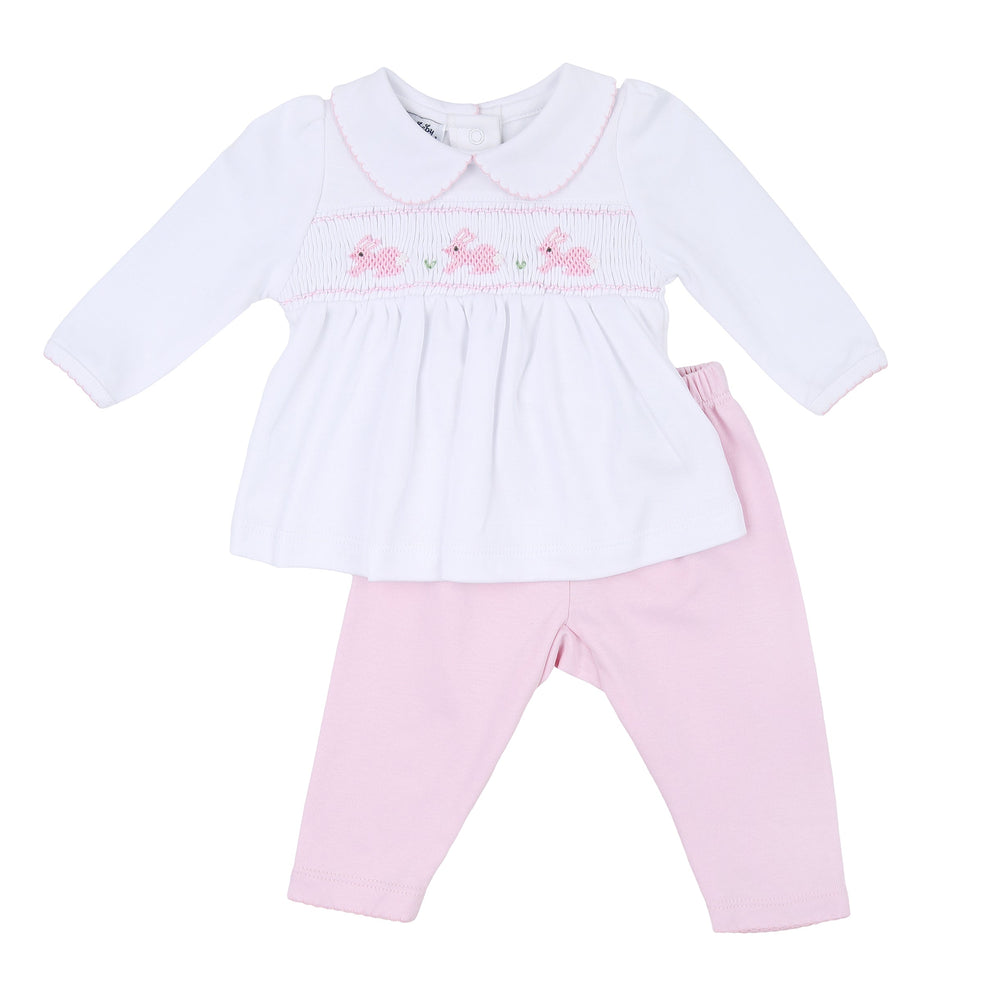 Pastel Bunny Classics Smocked Collared Toddler Girl Pant Set