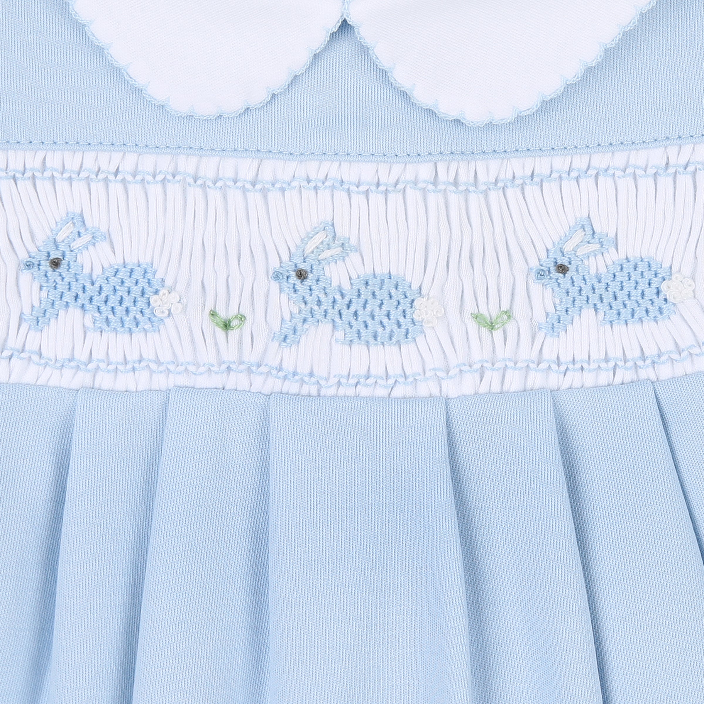 Pastel Bunny Classics Smocked Collared Bubble - Blue