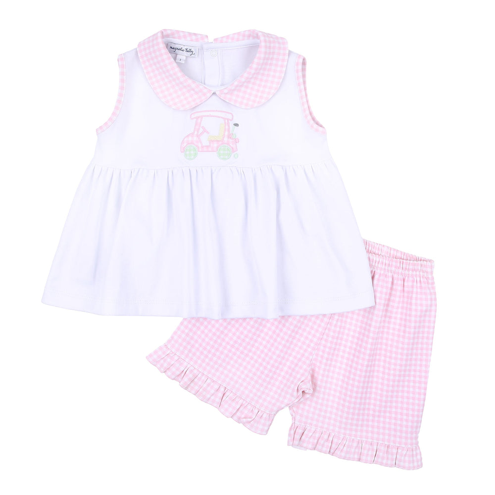 Little Caddie Applique Toddler Short Set - Pink