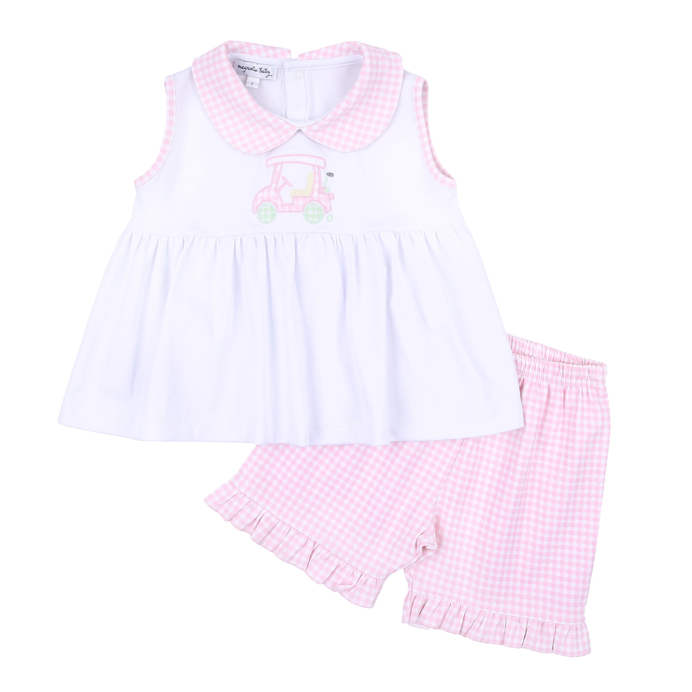 Little Caddie Applique Toddler Short Set - Pink