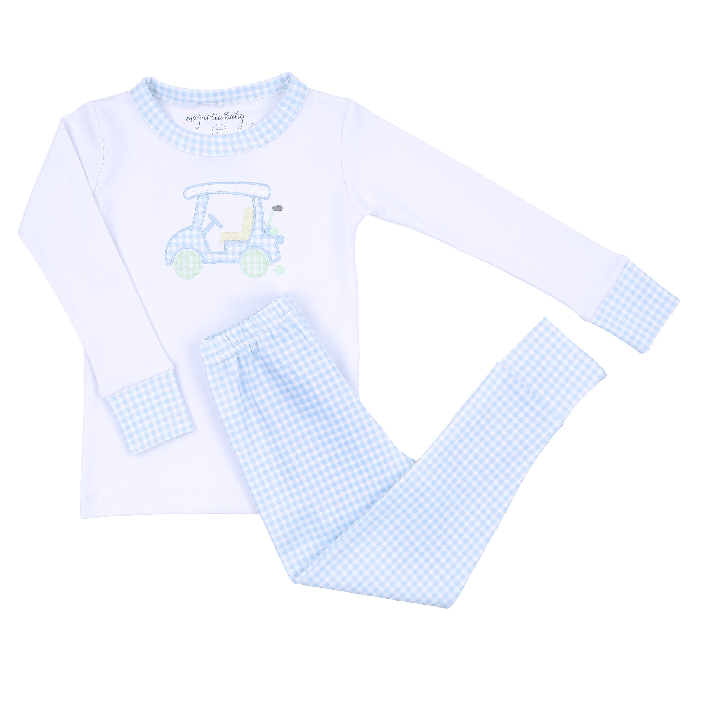 Little Caddie Applique Long Pajamas - Blue