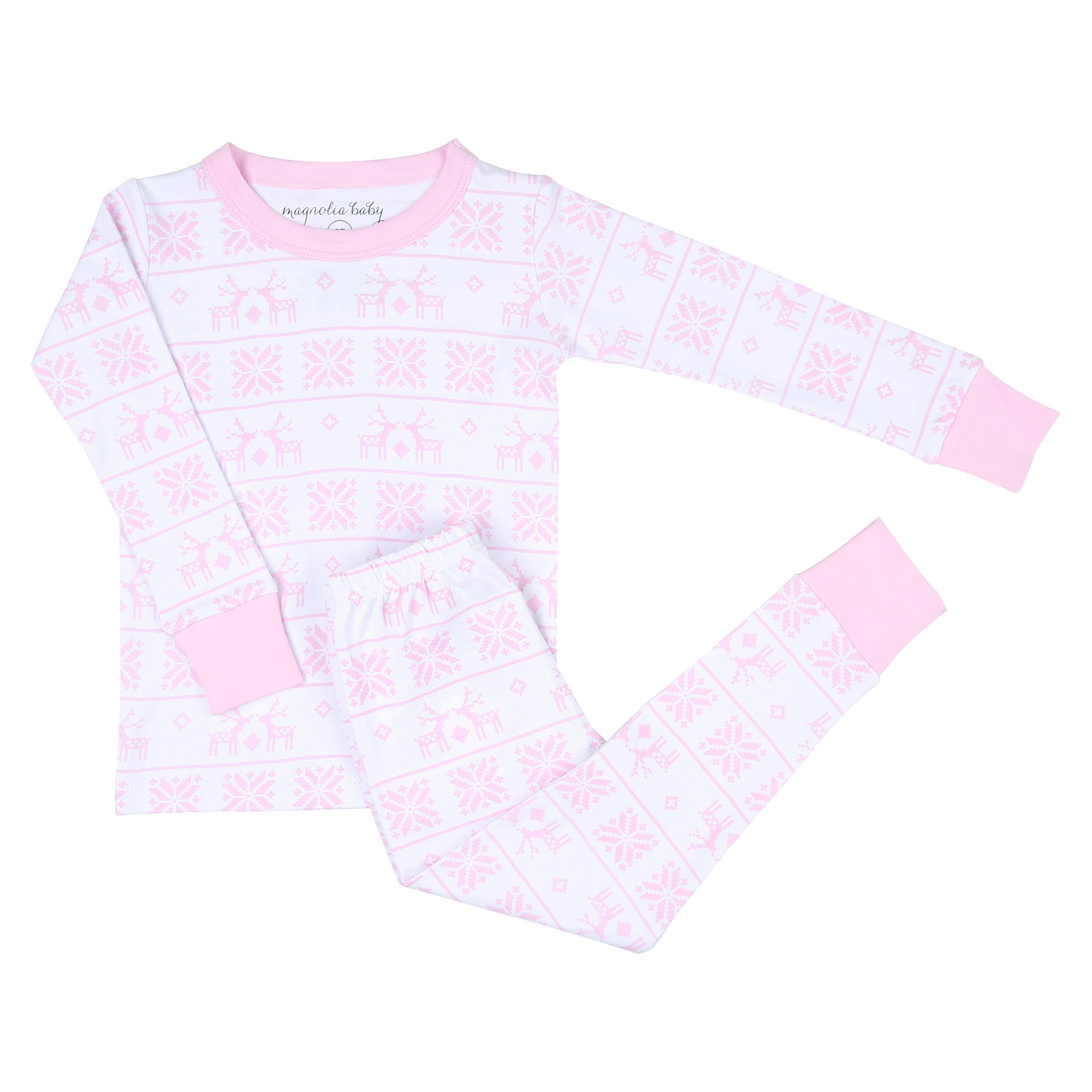 Baby Fair Isle Long Pajamas - Pink