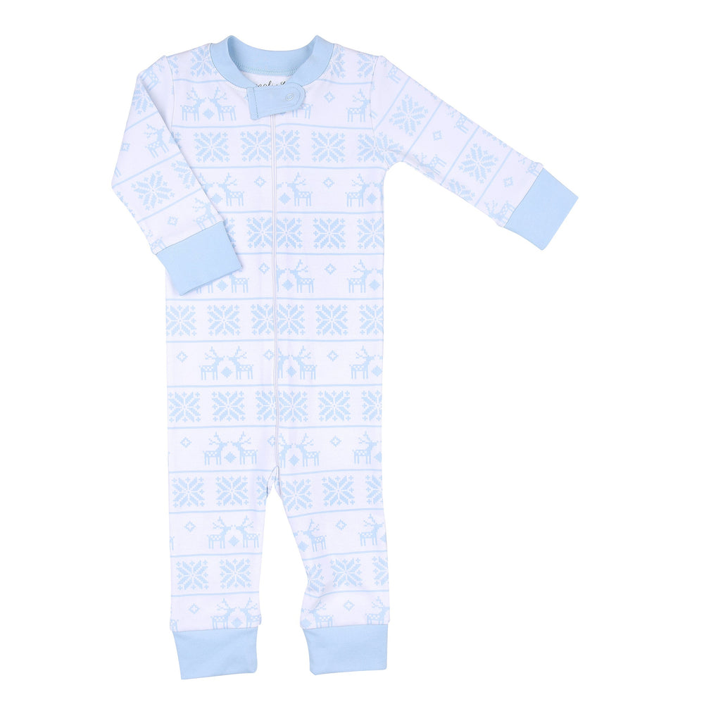 Baby Fair Isle Zip Pajamas - Blue