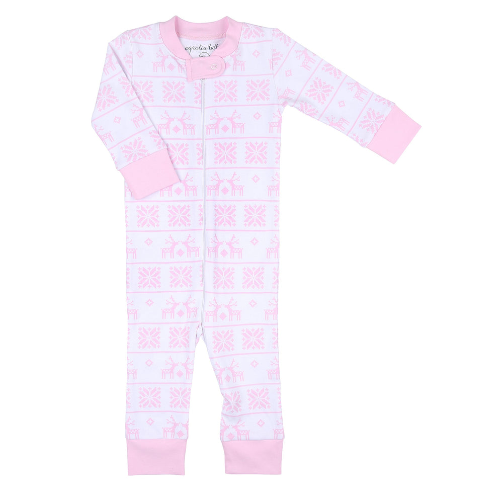 Baby Fair Isle Zip Pajamas - Pink
