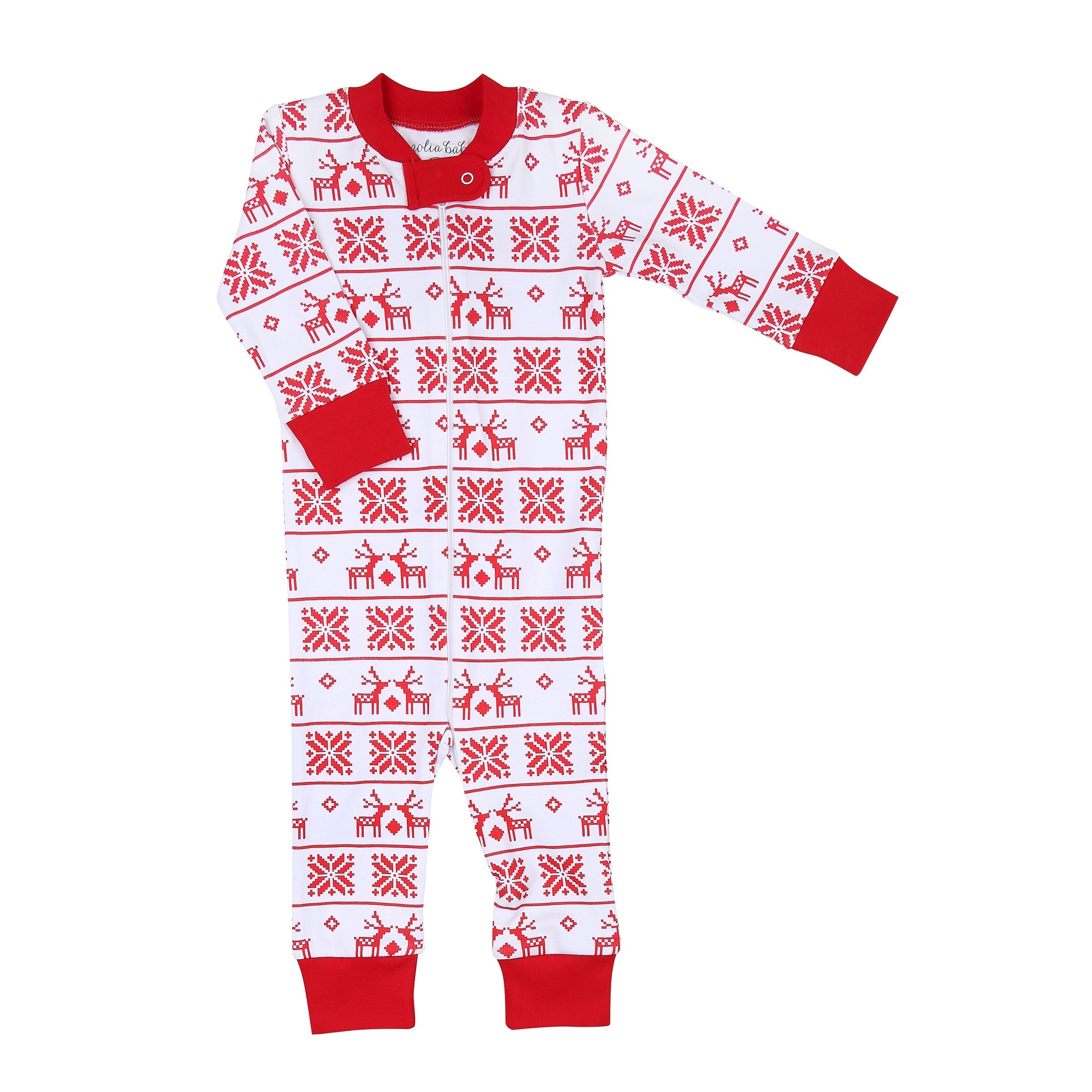 Baby Fair Isle Zip Pajamas - Red