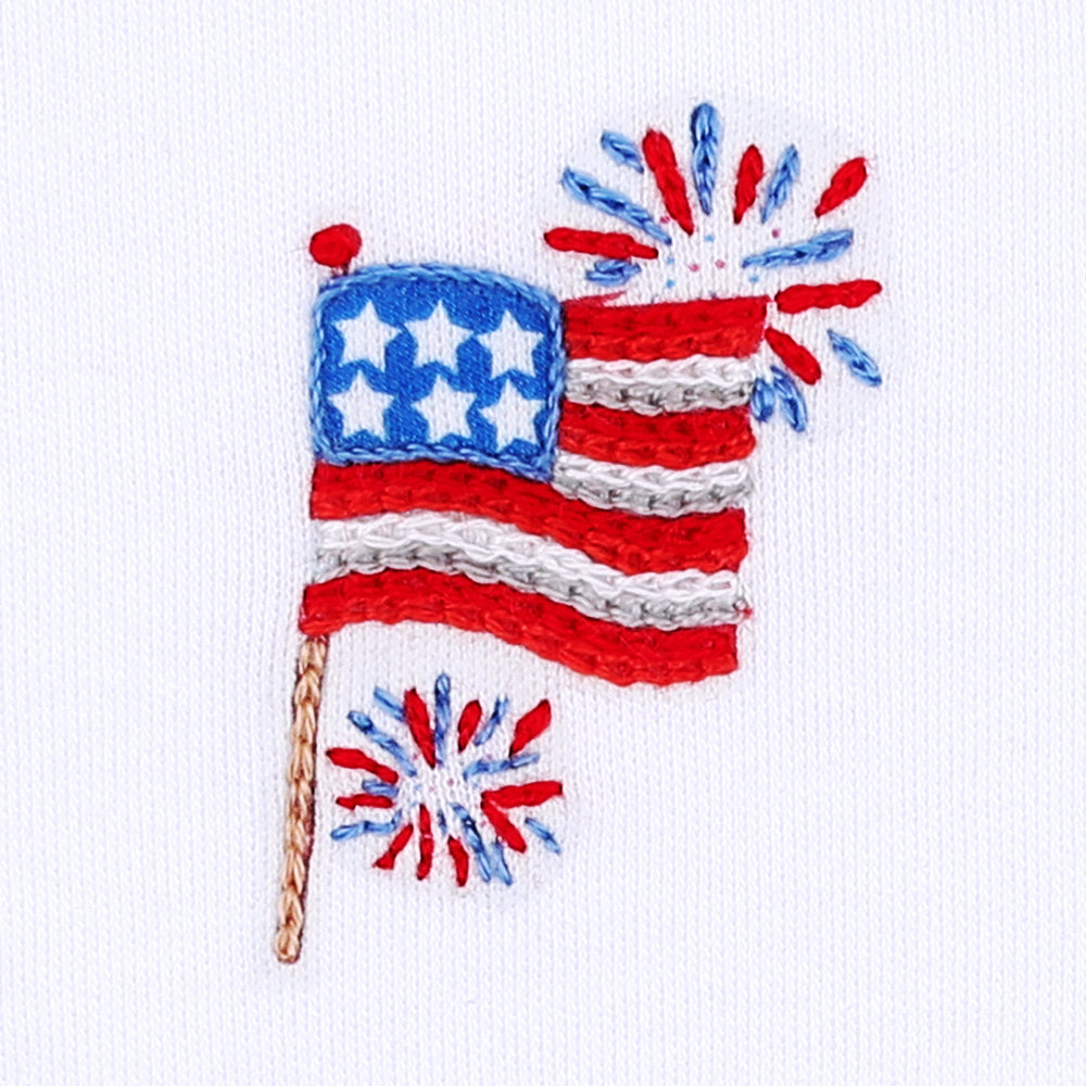 Red, White & Blue! Embroidered Boy Bubble