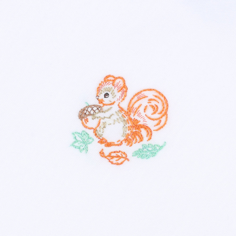 Vintage Squirrel Embroidered Footie