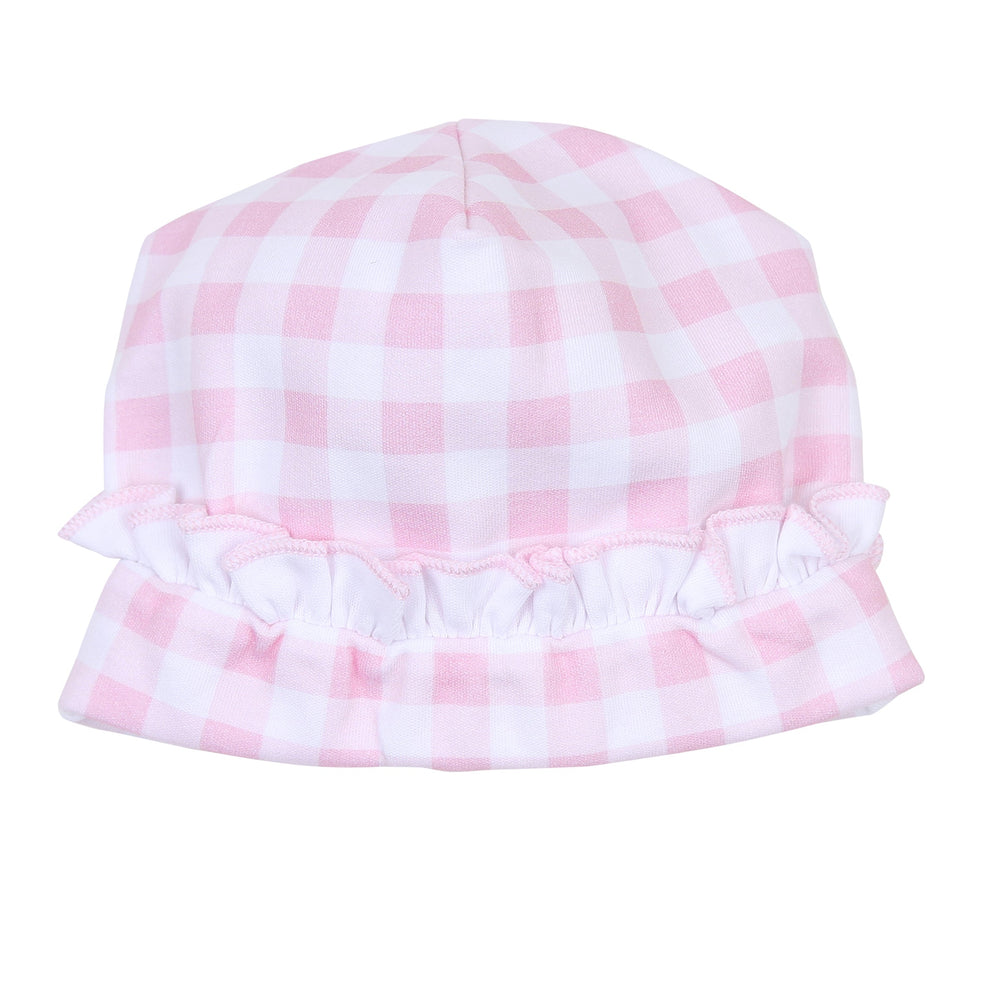 Magnolia Baby Pink Fall Baby Checks Ruffle Hat