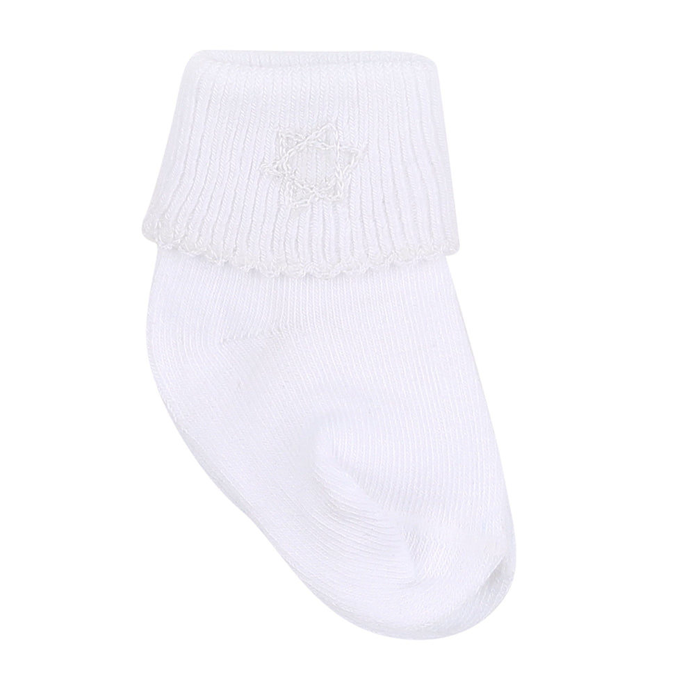 Brit Milah Embroidered Socks - White