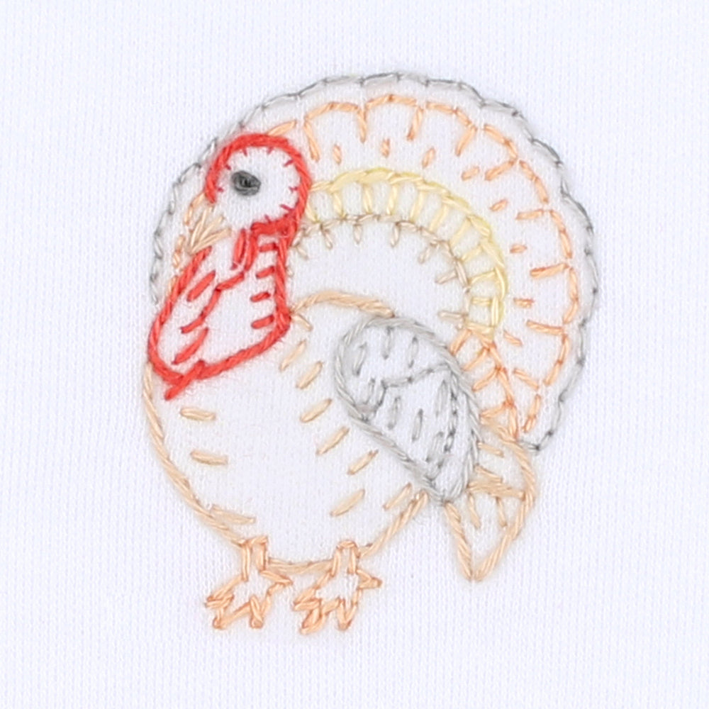 Vintage Turkey Embroidered Burp Cloth