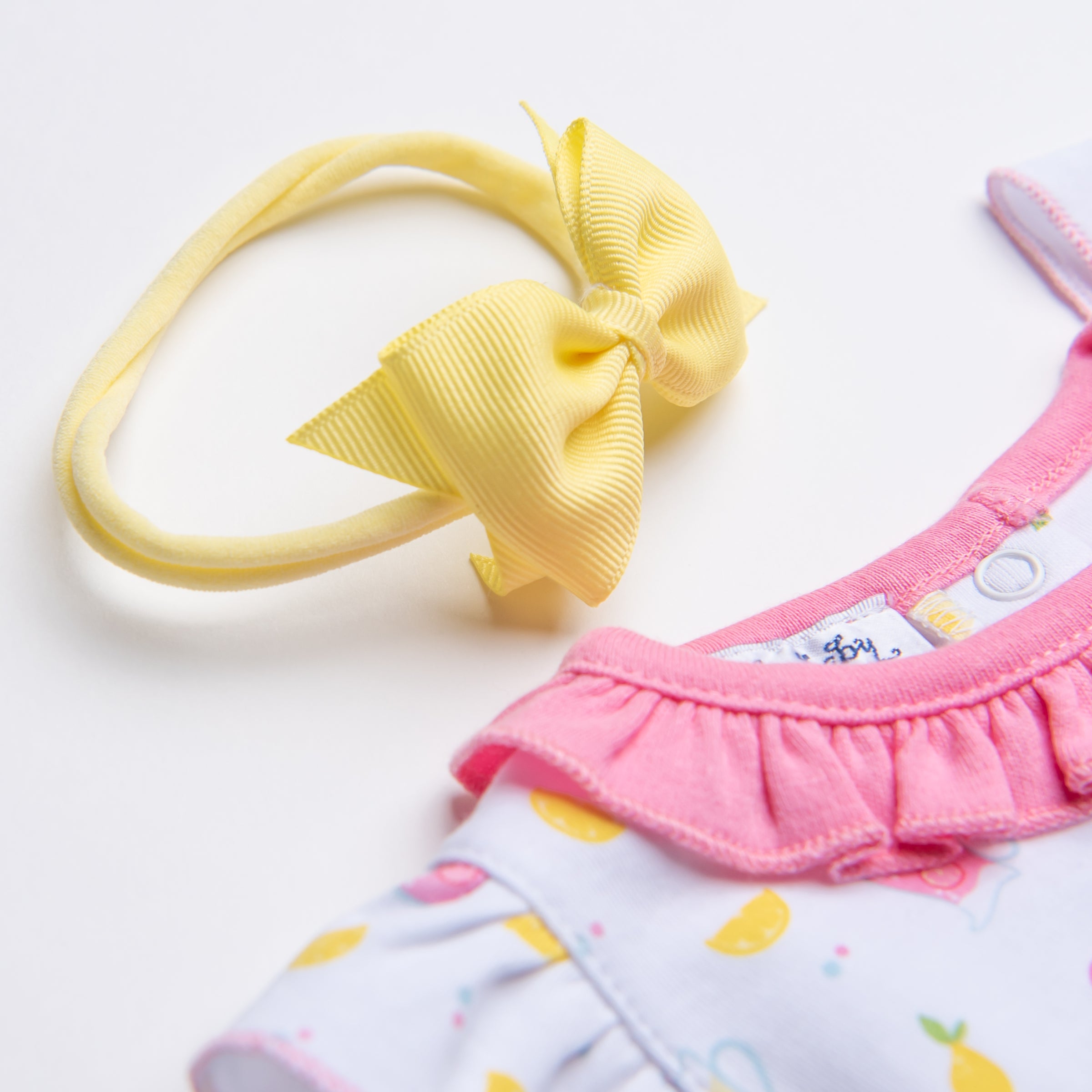 Sophia Baby Headband with Grosgrain Bow - Light Yellow