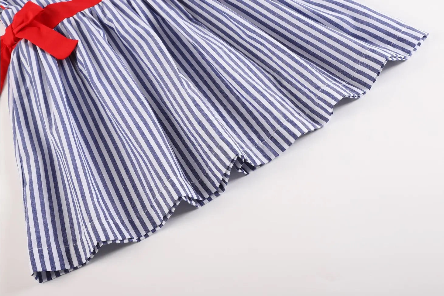 Navy Blue Striped Bow Dress