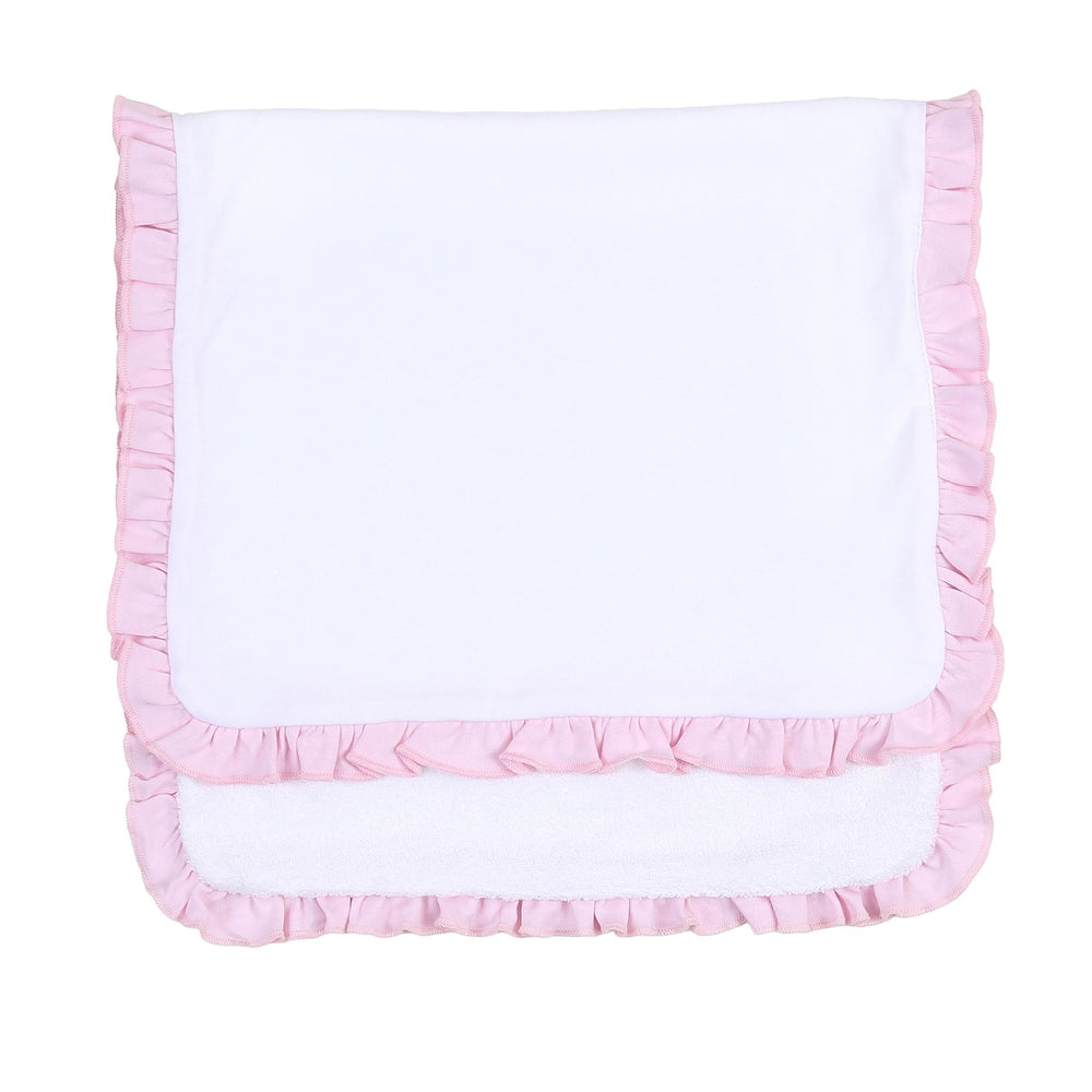 Burp Cloth - White with Pink Ruffle