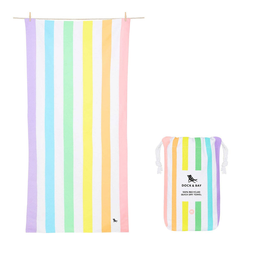 Striped Kid Size Beach Towel- Unicorn Waves UPF 50+