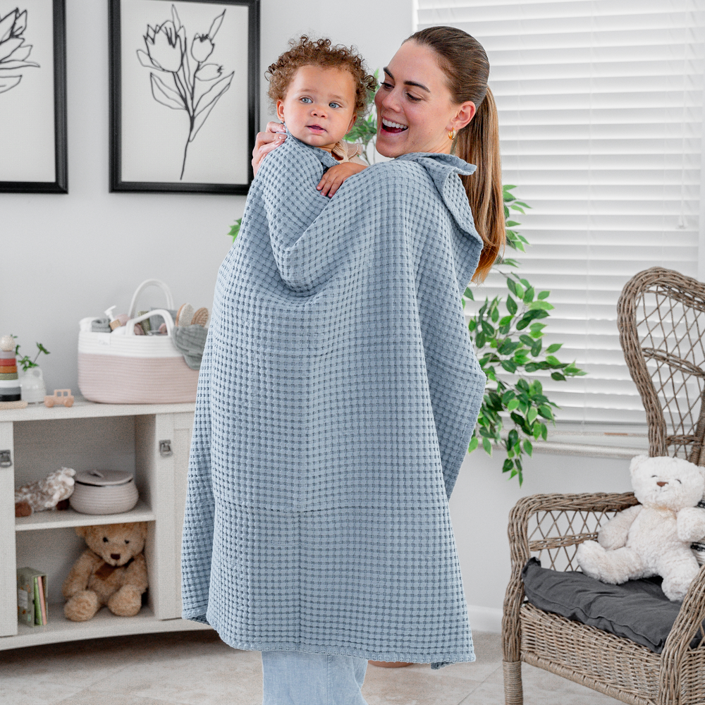 Waffle Bby Blanket - Pacific Blue
