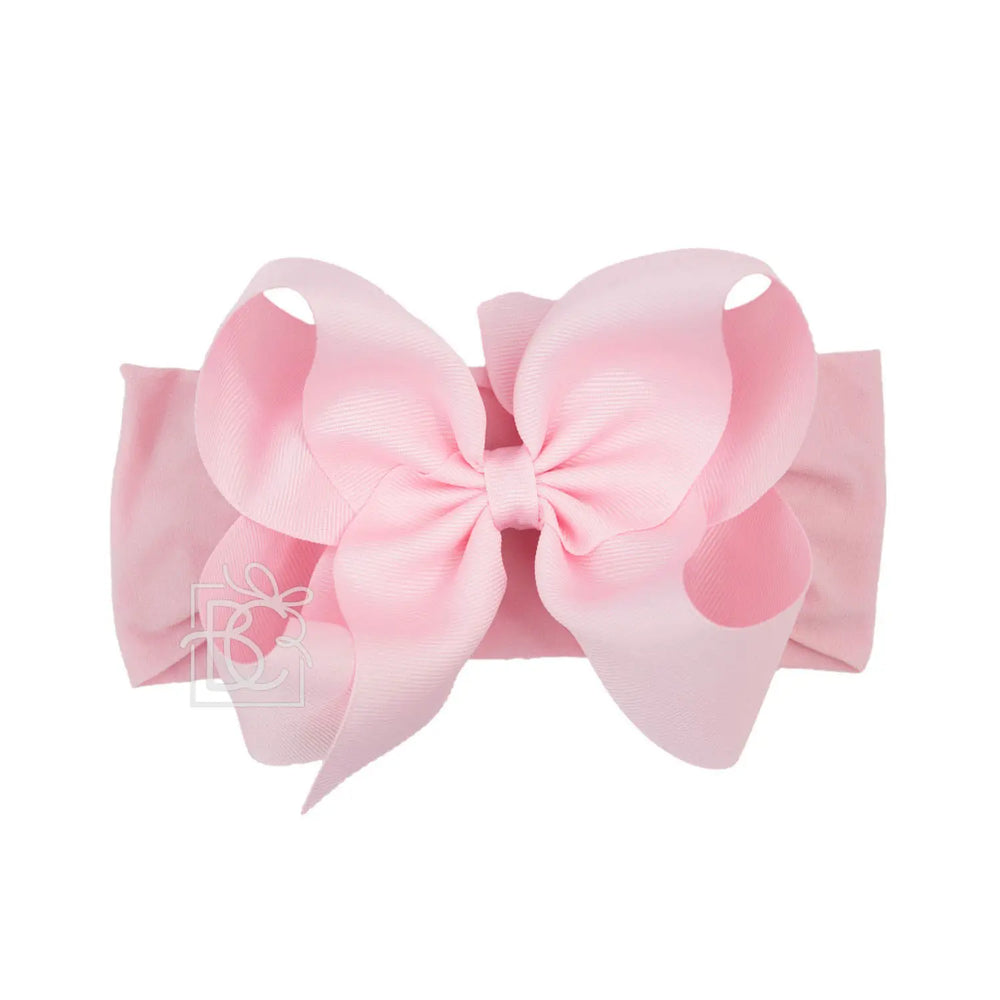 Wide Headband with Signature Grosgrain Bow - Light Pink