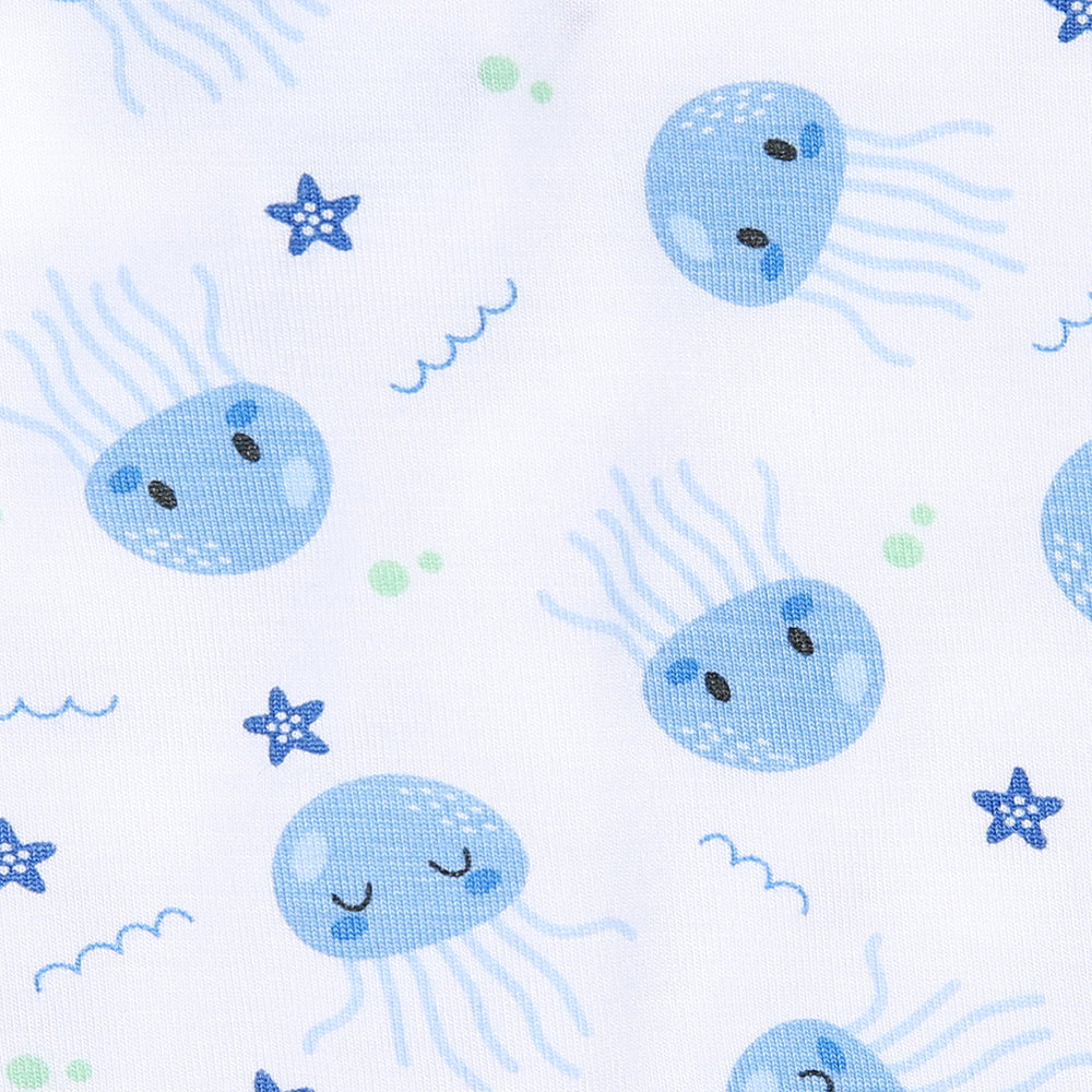 Joyful Jellyfish Short Bamboo Pajamas - Blue