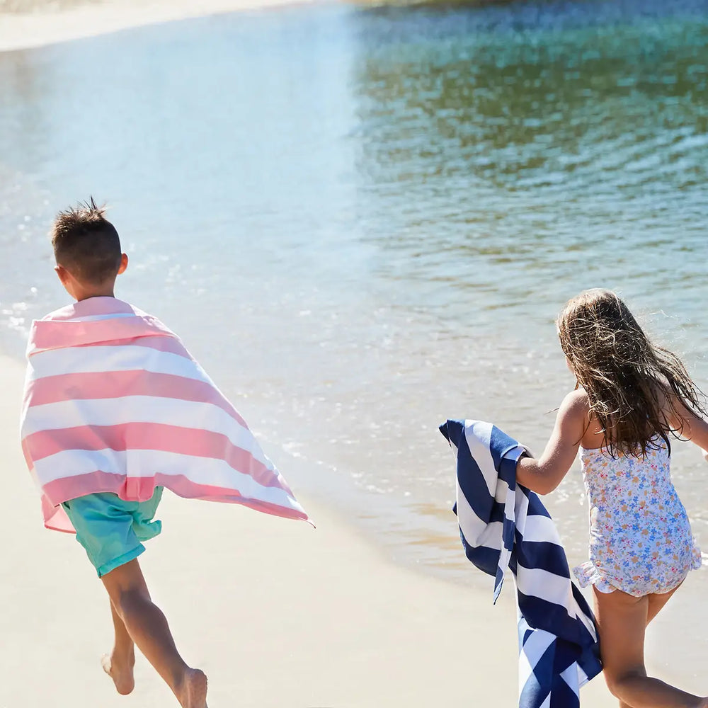 Kid Size Beach Towel - Malibu Pink Stripe - UPF 50+
