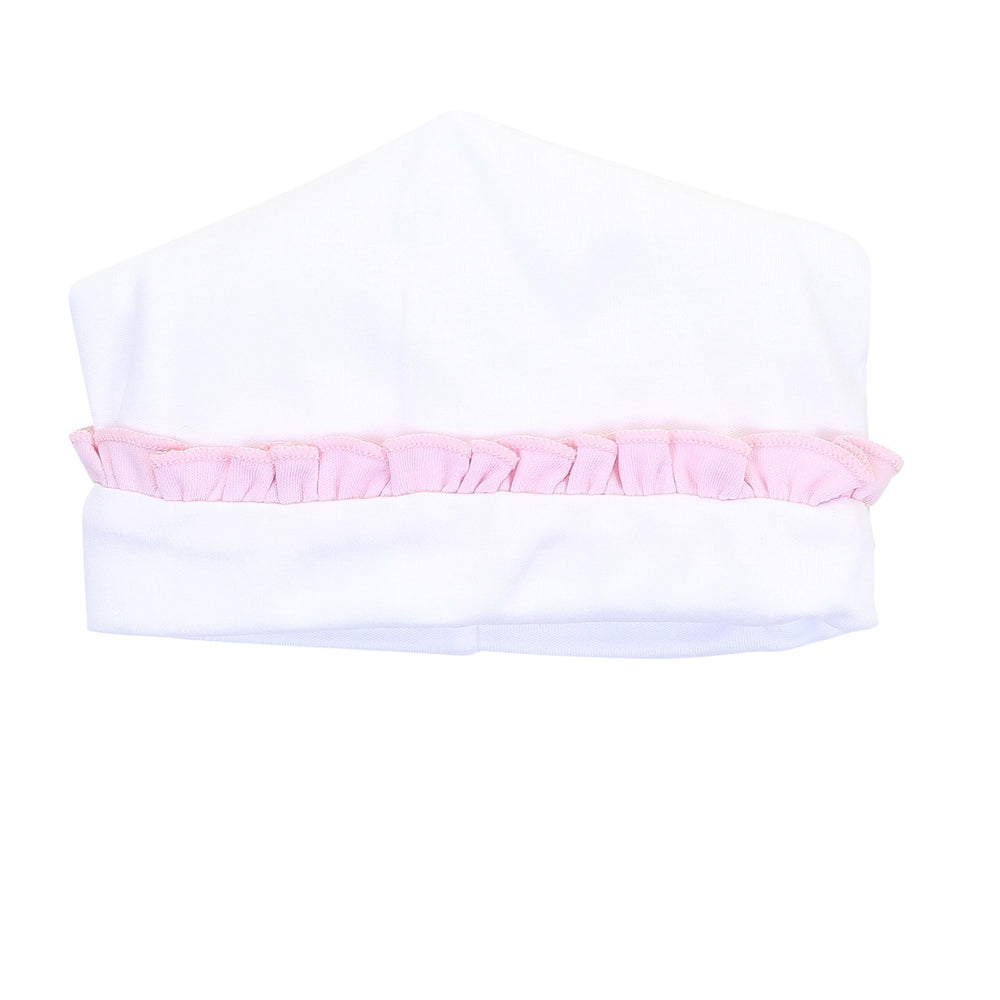 Hat - White with Solid Pink Ruffle