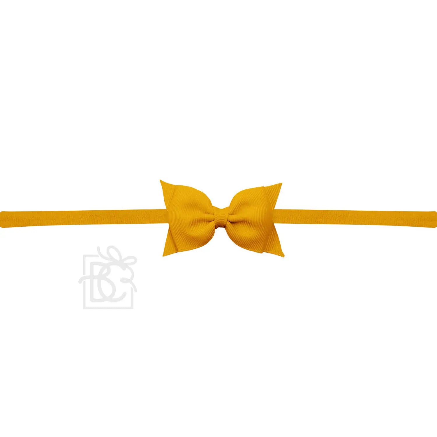 Sophia Baby Headband with Grosgrain Bow - Old Gold