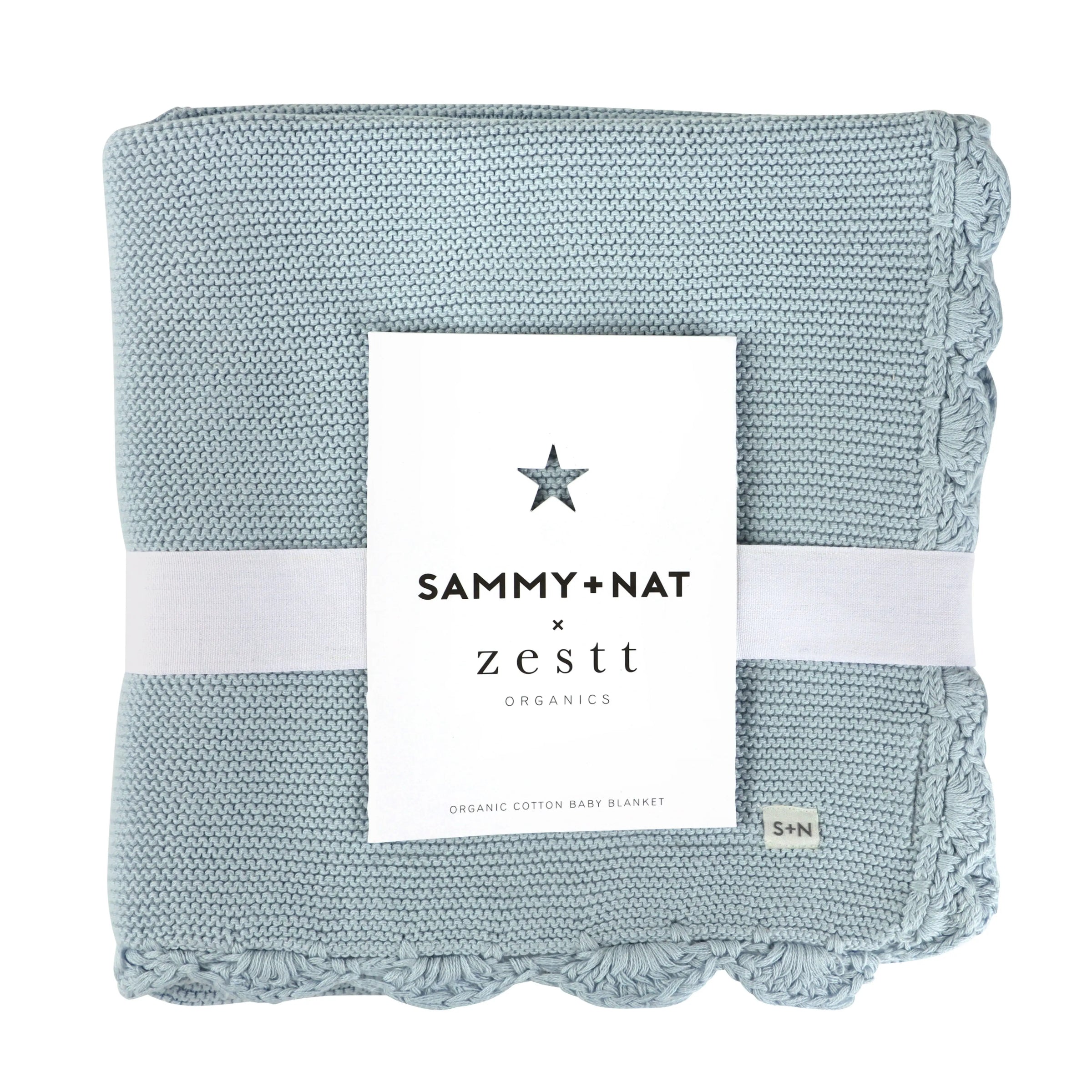 Organic Cotton Scallop Edge Knit Blanket - Blue – Liam & Lilly