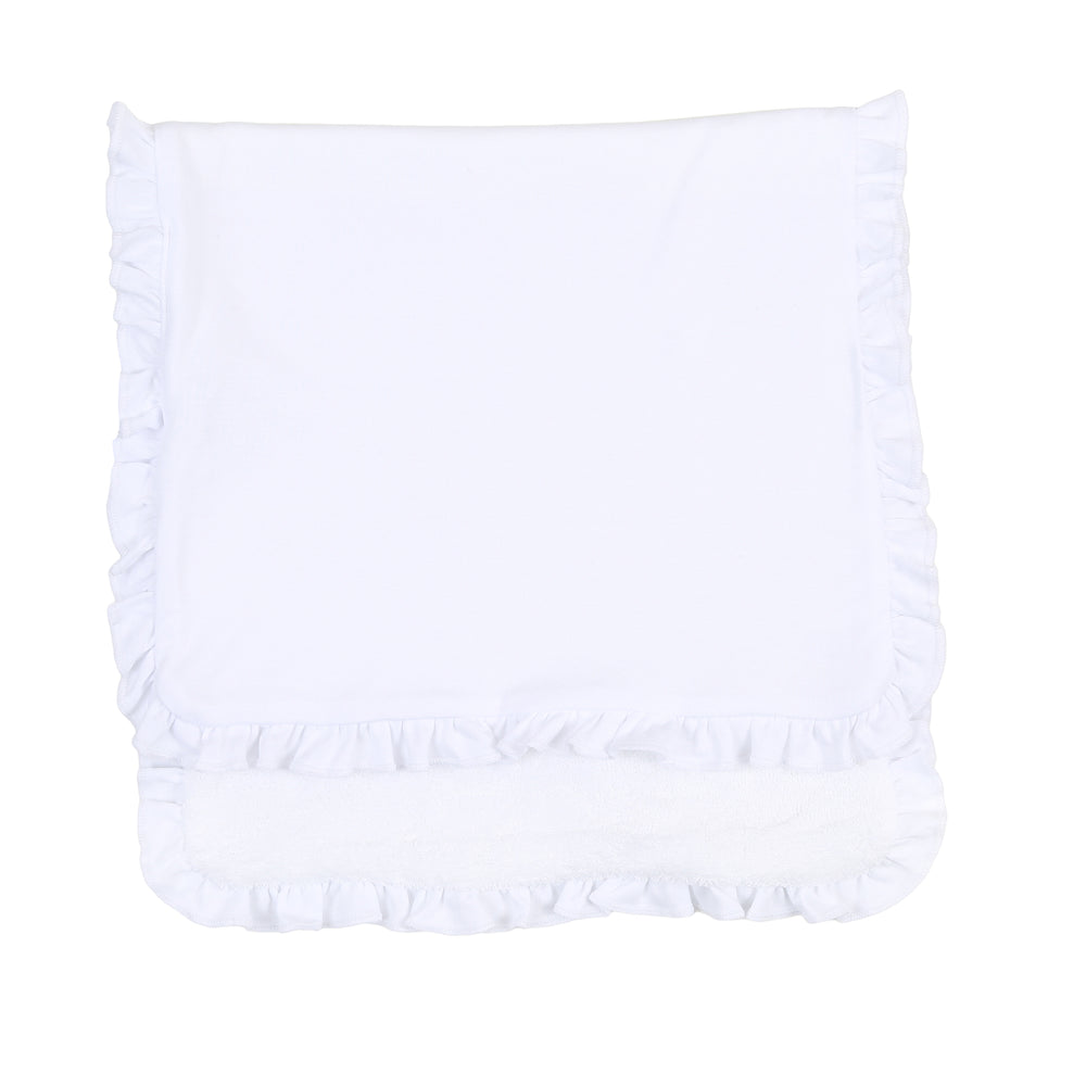 Ruffle Burp Cloth - White