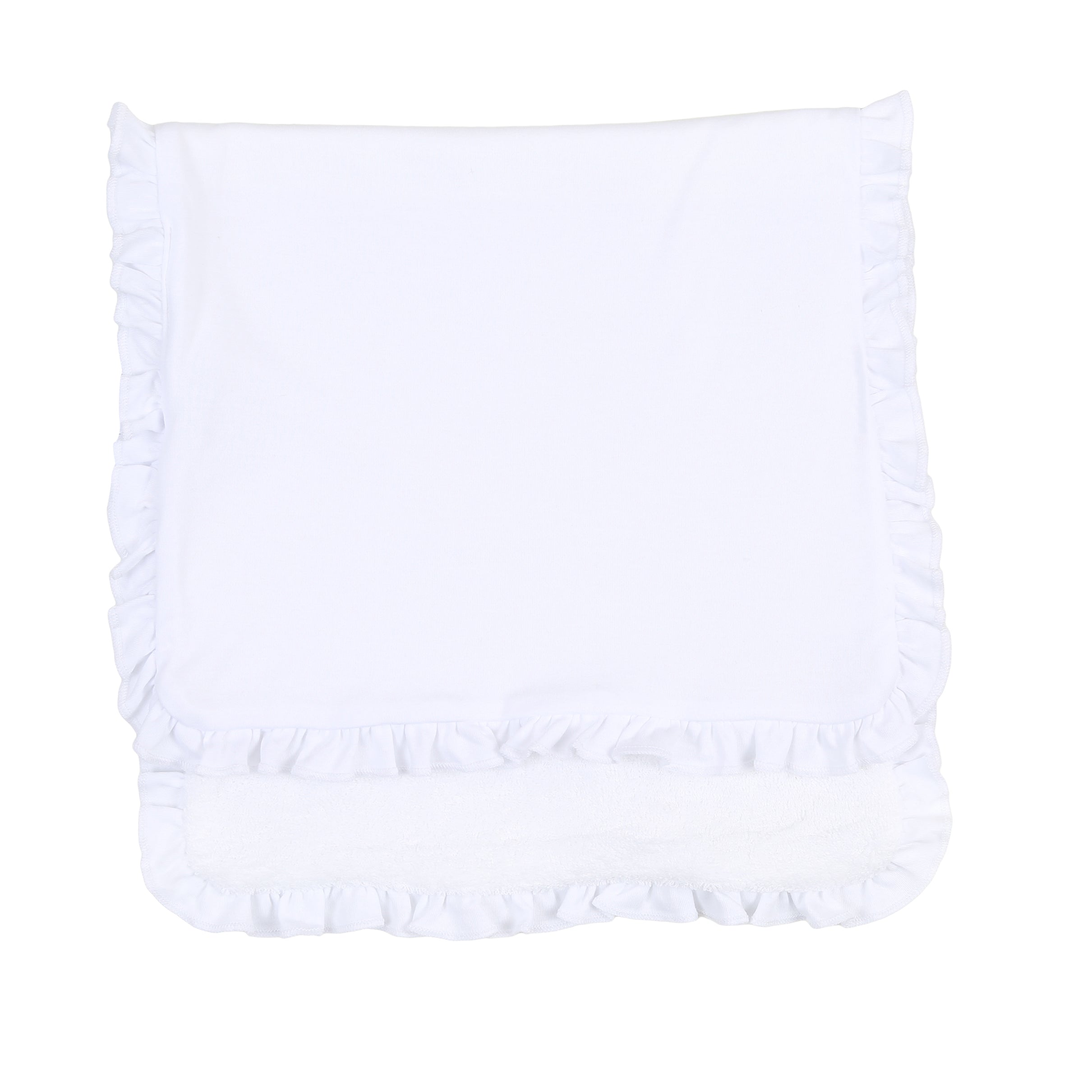 Ruffle Burp Cloth - White