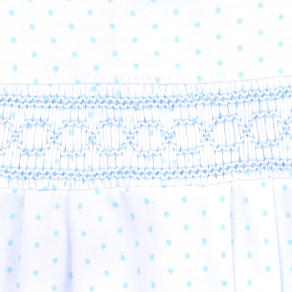 Mini Dots Smocked Gown - Light Blue