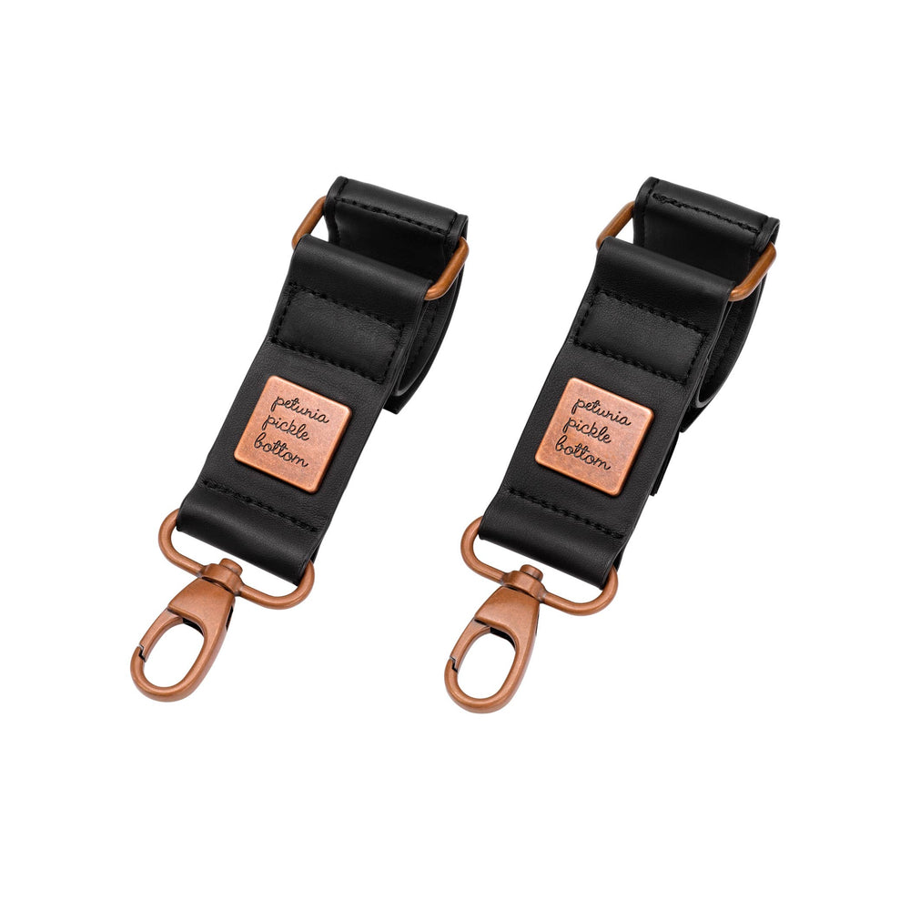 Valet Stroller Clip – Black Matte Leatherette/Antique Copper