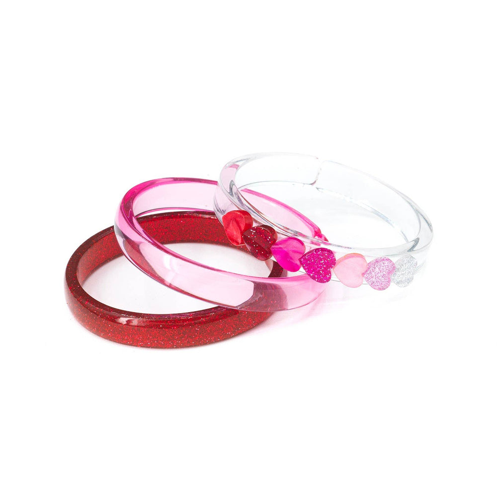 Red Heart Bangle Bracelets Set (3)