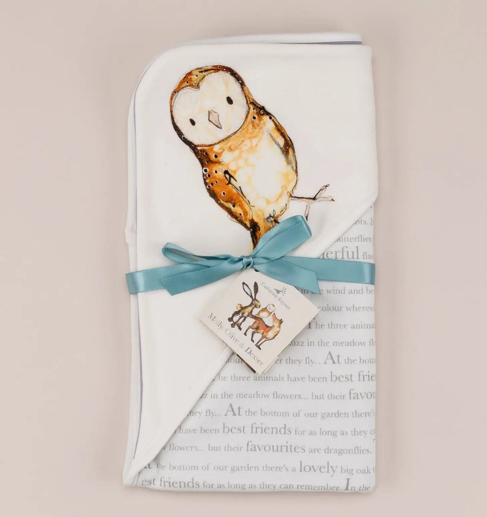 Olive Owl Hooded Baby Blanket