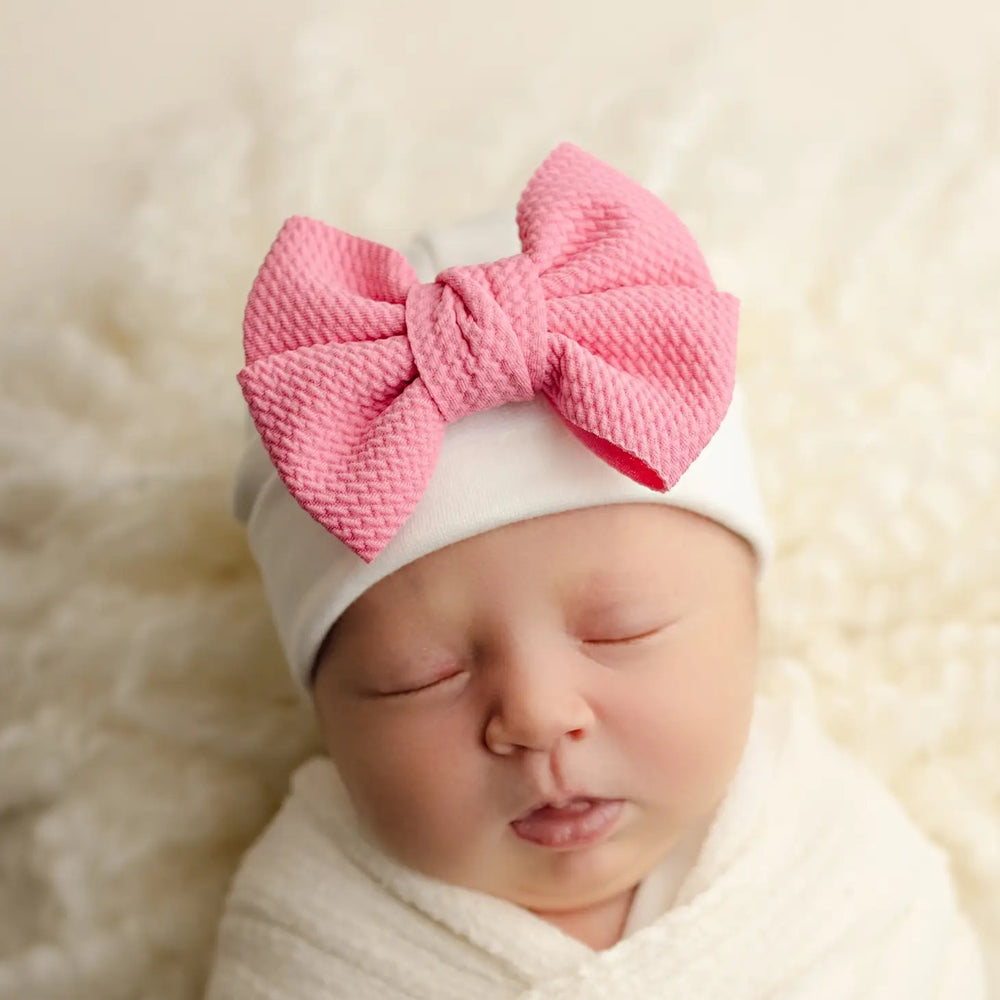 Baby Hat - Poppy Bow - Pink