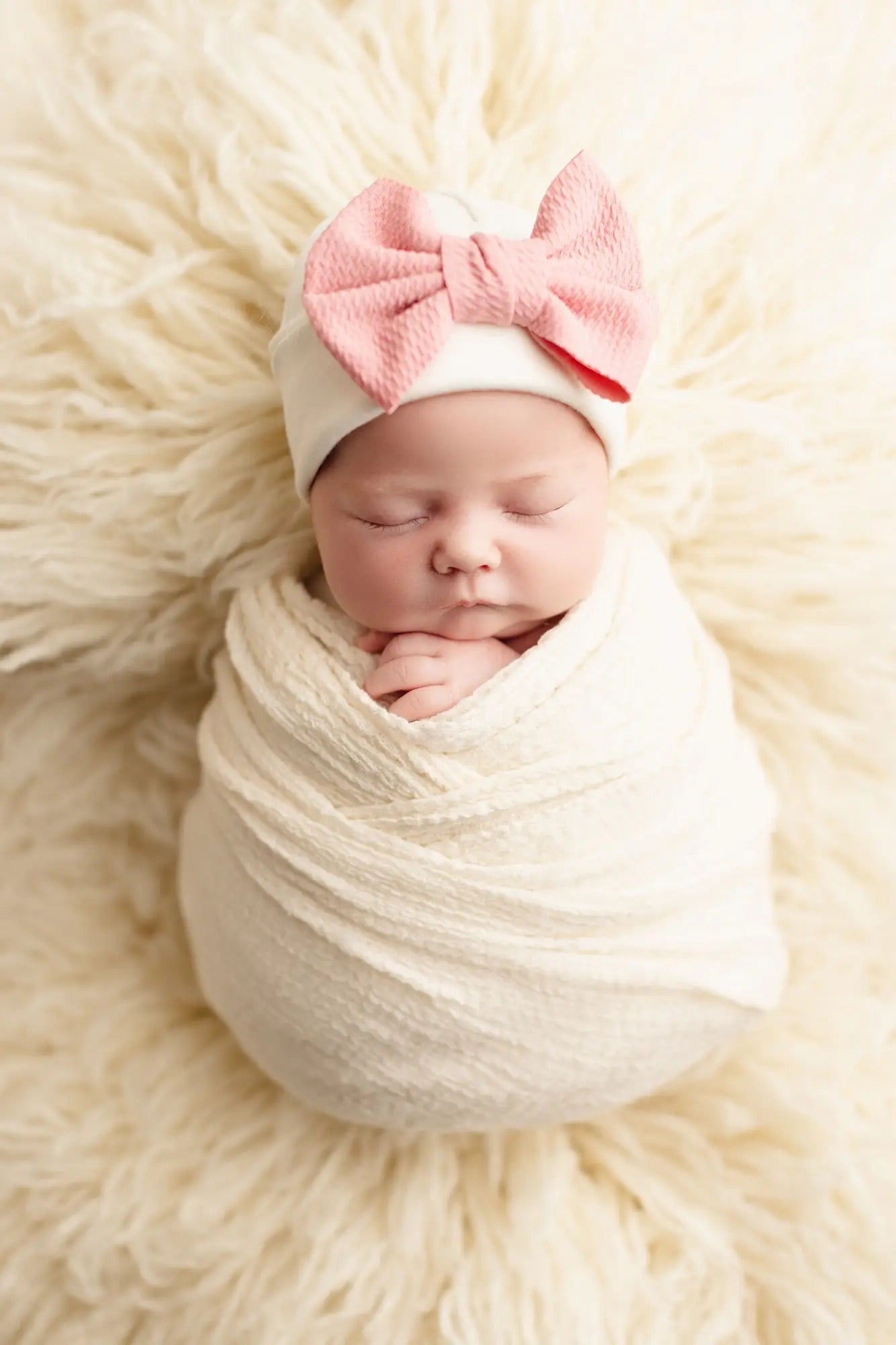 Baby Hat - Poppy Bow - Rose