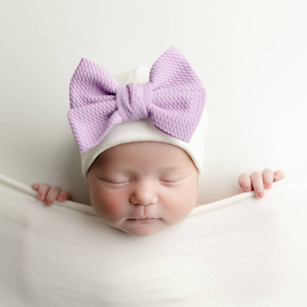 Baby Girl Hat - Poppy Bow - Lavender