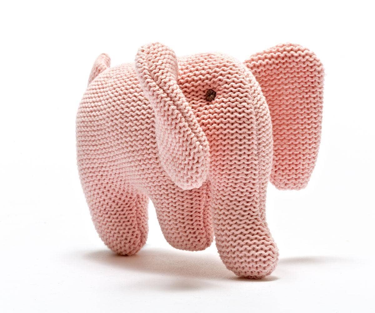 Organic Cotton Pink Elephant Rattle