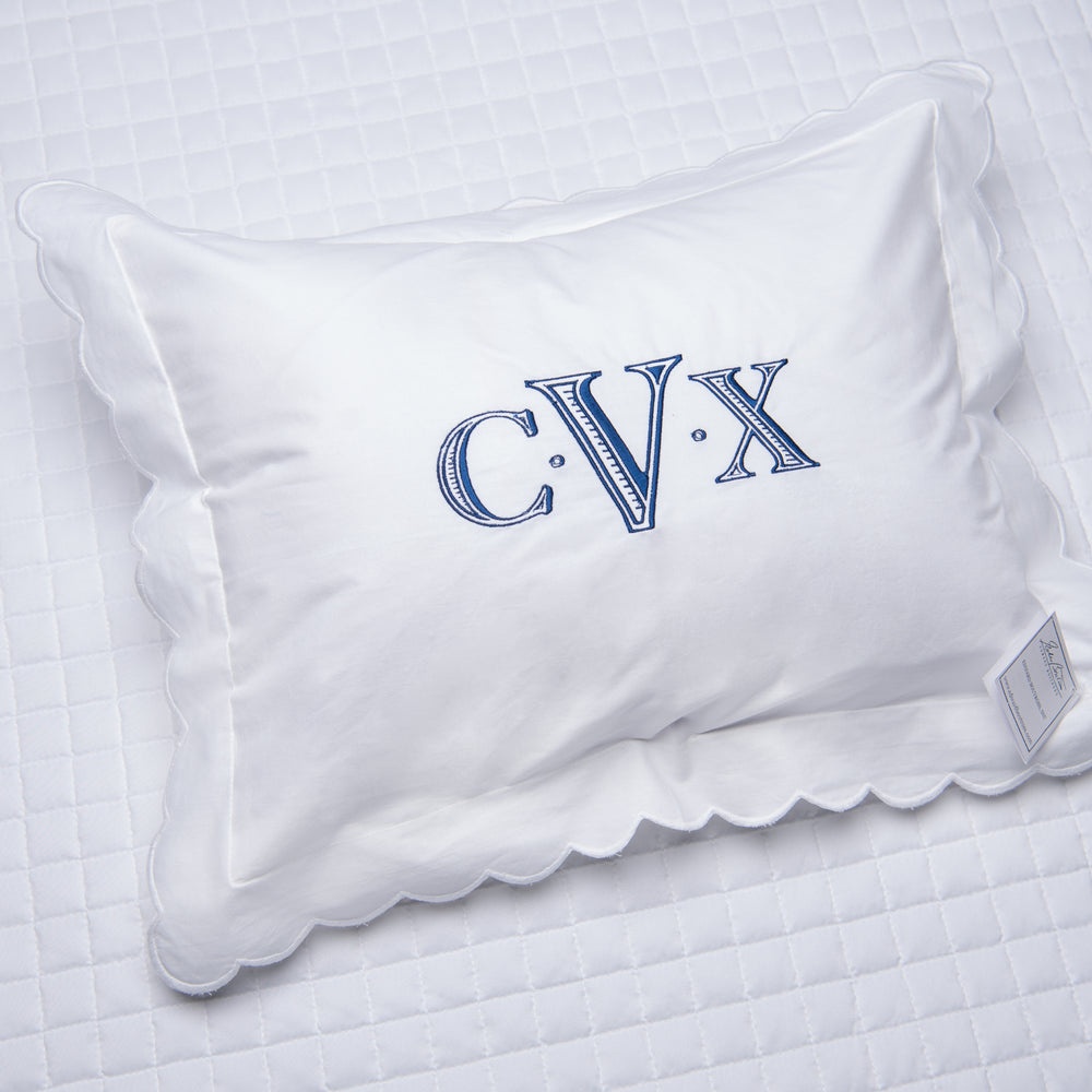White Scalloped Pillow Sham - Personalization Available